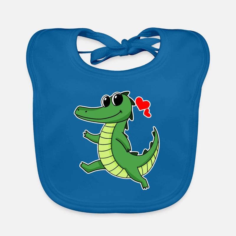 Crocodile - Bavoir bio Bébé - bleu paon