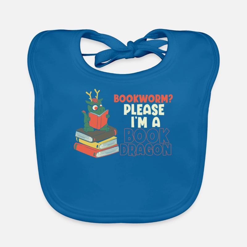 Bücherwurm, Bitte Ich Bin Ein Buch-Drache - Baby Bio-Lätzchen - Pfauenblau