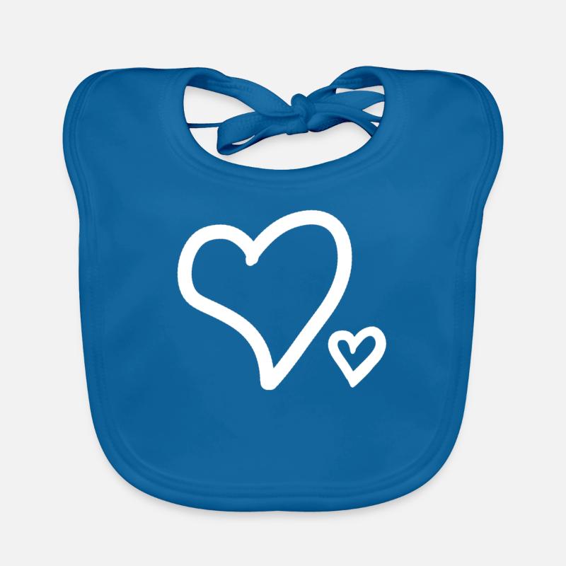 Cœur - Bavoir bio Bébé - bleu paon