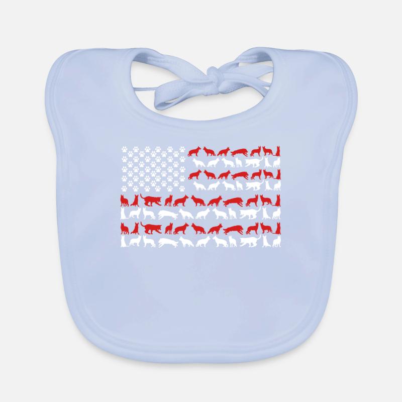 German Shepherd US FLAG Organic Baby Bibs