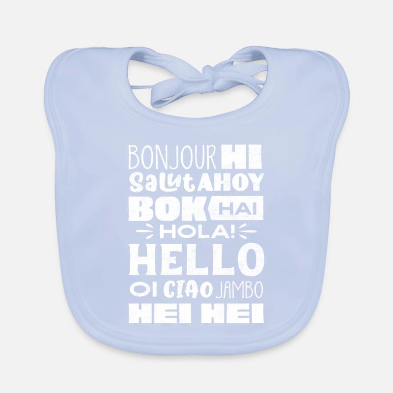 Word Hello Différentes Langues, Professeur de langue Bavoir bio Bébé