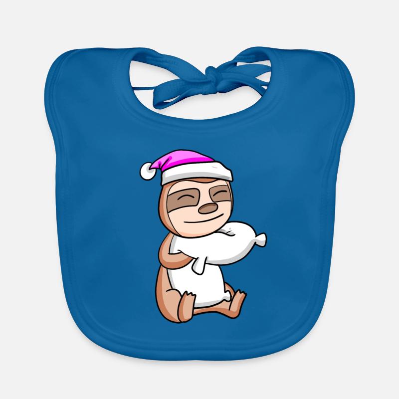 Sloth with pillow and sleeping cap Organic Baby Bibs