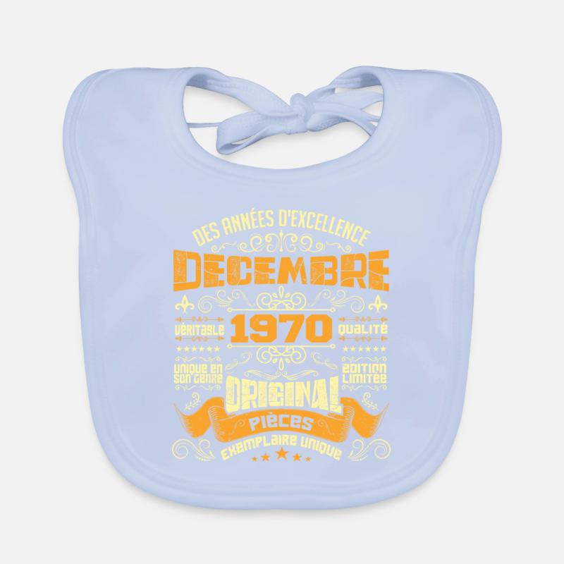MILLÉSIME DÉCEMBRE 1970 ORIGINAL PIÈCES Bavoir bio Bébé