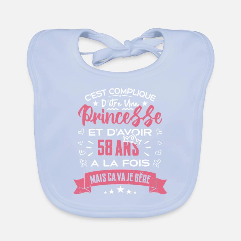 Une princesse a 58 ans, Cadeau d’anniversaire Bavoir bio Bébé