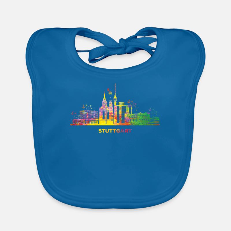 Cityscape Stuttgart Skyline Colorful Stuttgarter Organic Baby Bibs