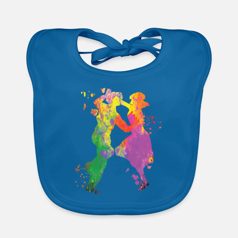 Danse Swing 60s Boogie Woogie - Bavoir bio Bébé - bleu paon