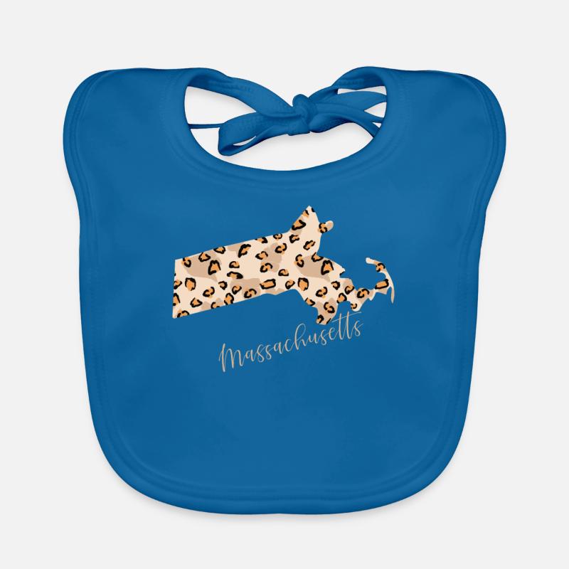Massachusetts Leopard Pattern Card Organic Baby Bibs