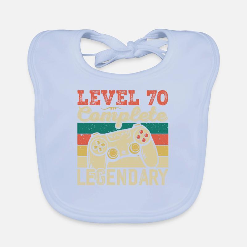 Level 70 Complete, 70th Birthday Gift Organic Baby Bibs