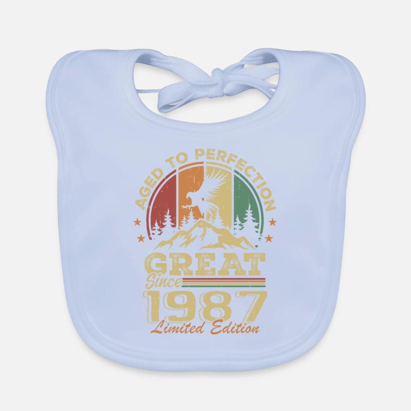 Vintage 1987 Birthday - 1987 Retro Gift Idea Organic Baby Bibs