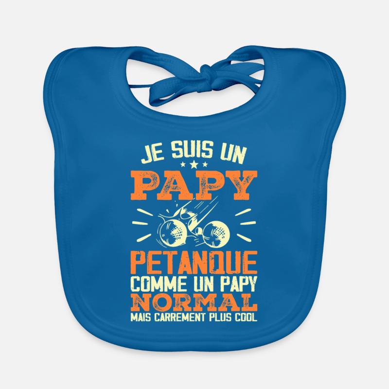 Je Suis Un Papy Pétanque - Bavoir bio Bébé - bleu paon