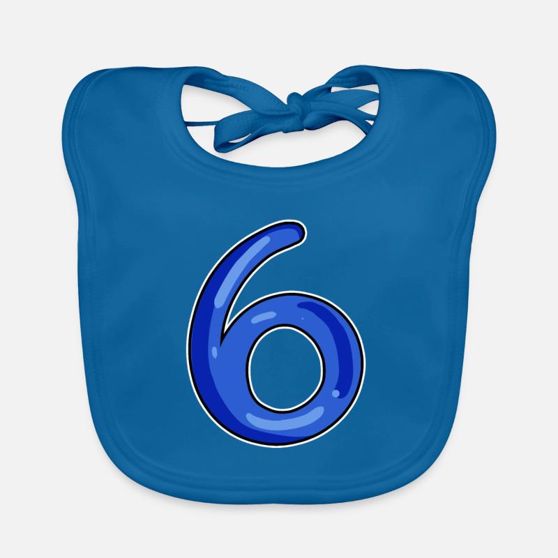 Number 6 Number Dark Blue Organic Baby Bibs