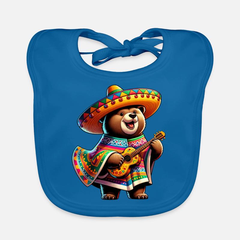 Cinco de Mayo ours mignon dessin animé guitariste Design Bavoir bio Bébé