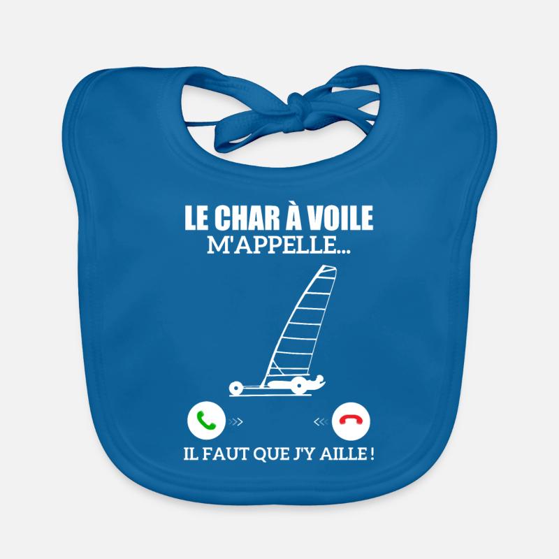 Le Char à Voile M'appelle - Bavoir bio Bébé - bleu paon