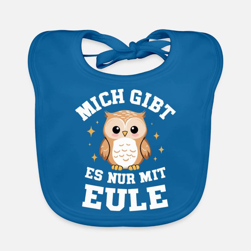 Nachteule Eule Eulen Vogel - Baby Bio-Lätzchen - Pfauenblau