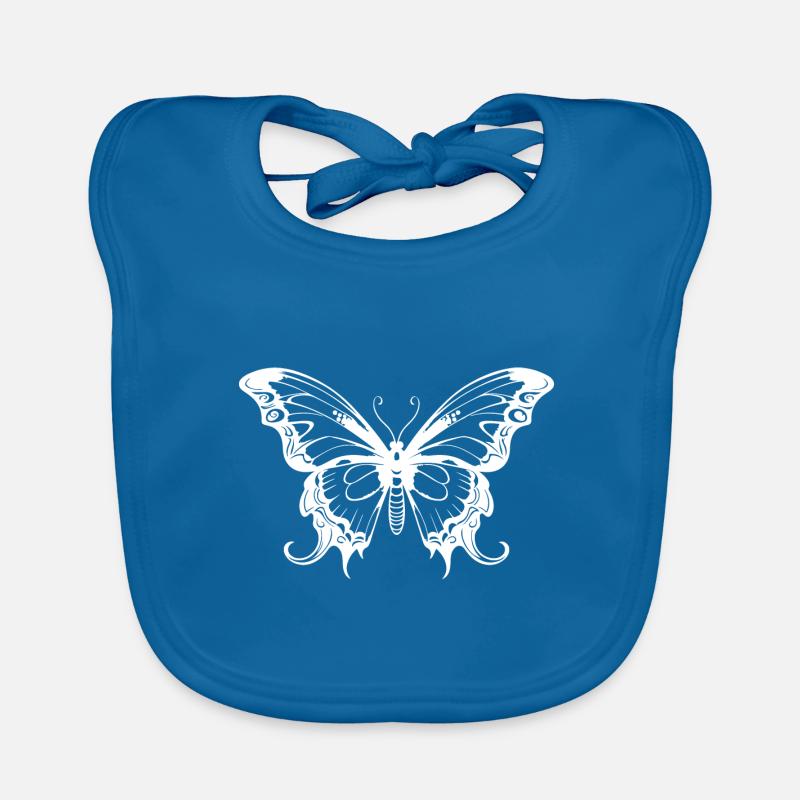 Papillon Silhouette Papillon Boho - Bavoir bio Bébé - bleu paon