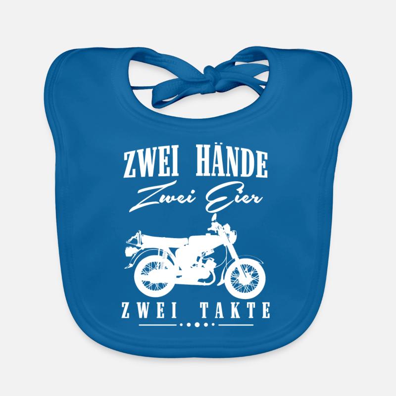 Zwei Hände Zwei Eier Zwei Takte, Simson DDR Moped Baby Bio-Lätzchen