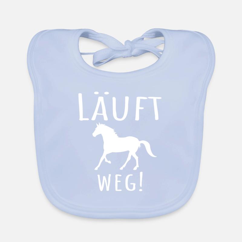 Lustiger Pferdespruch: Läuft weg! Mit Pferd. Baby Bio-Lätzchen