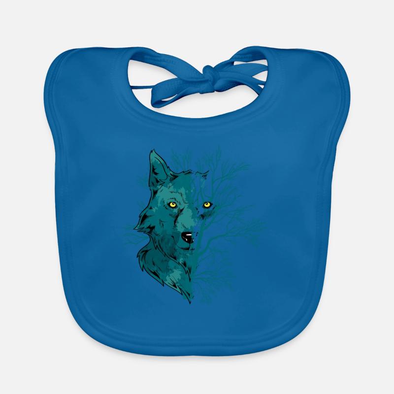 Heulender Wolf Mondlicht Wolf - Baby Bio-Lätzchen - Pfauenblau