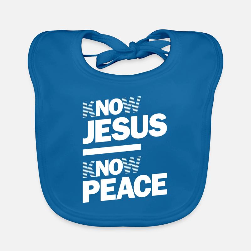Know Jesus Know Peace | Christian Design Organic Baby Bibs