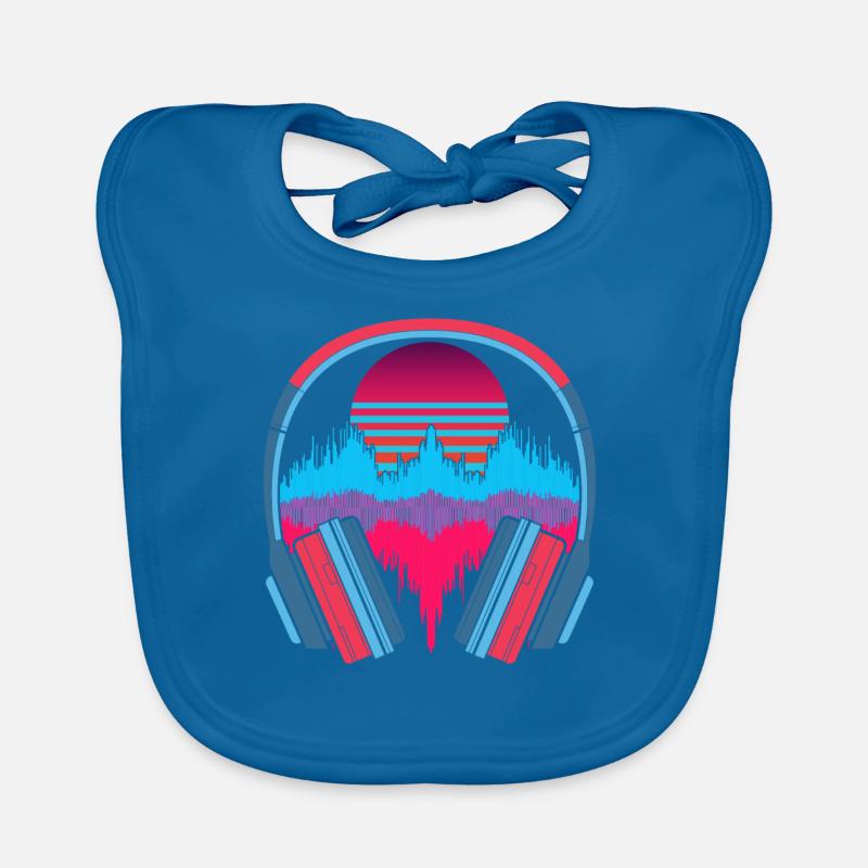 Musik Geschenk Kopfhörer 90er Synthwave Soundwave Baby Bio-Lätzchen
