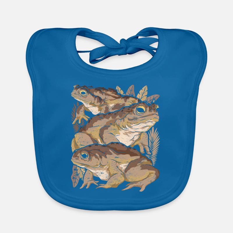 Crapaud grenouille - Bavoir bio Bébé - bleu paon