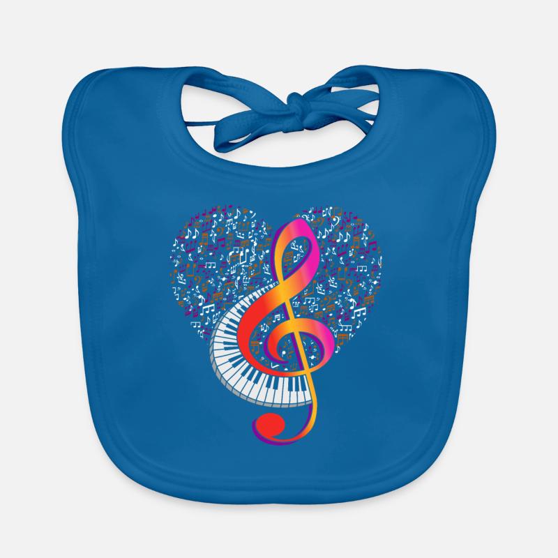 Musician Keyboard Violin Clef Clef Clef Organic Baby Bibs