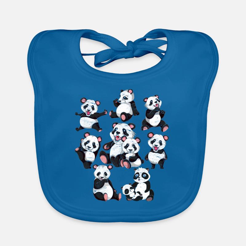 Panda - Bavoir bio Bébé - bleu paon