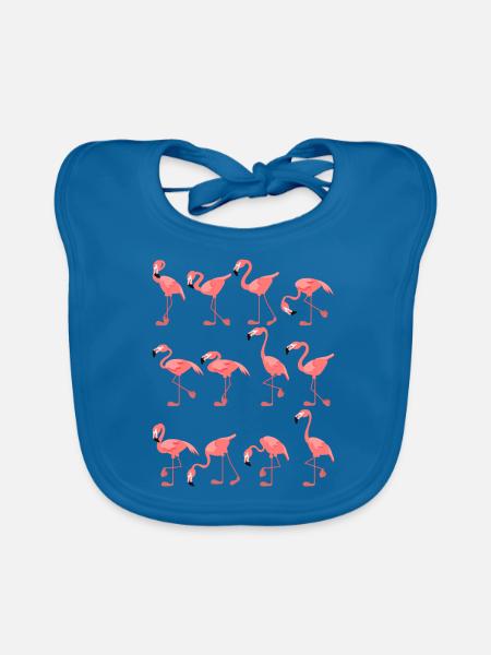 Flamingo - Baby Bio-Lätzchen - Pfauenblau - Vorne