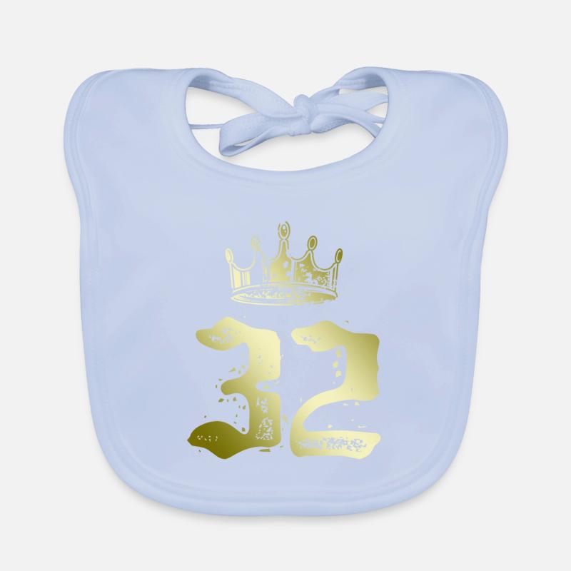 32 Number crown Organic Baby Bibs