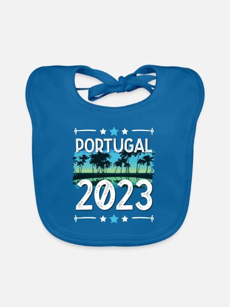 Portugal 2023 - Bavoir bio Bébé - bleu paon - Devant