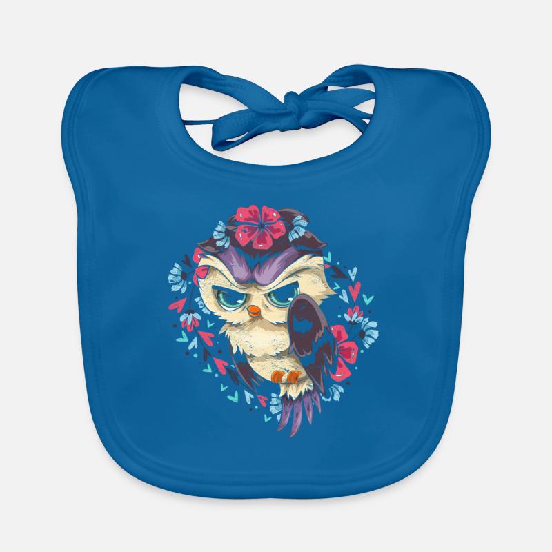 Weiser Vogel Geschenk Blumen Blüten Süßes Eule Baby Bio-Lätzchen