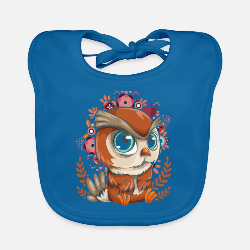 Blumen Waldbewohner Vogel Geschenk Süßes Eule - Baby Bio-Lätzchen - Pfauenblau