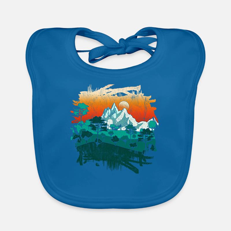 Sunset Mountains Gift Forest Trees Nature Organic Baby Bibs
