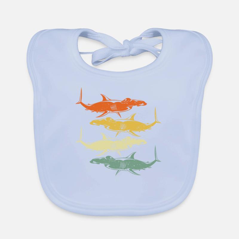 Retro hammerhead shark Organic Baby Bibs