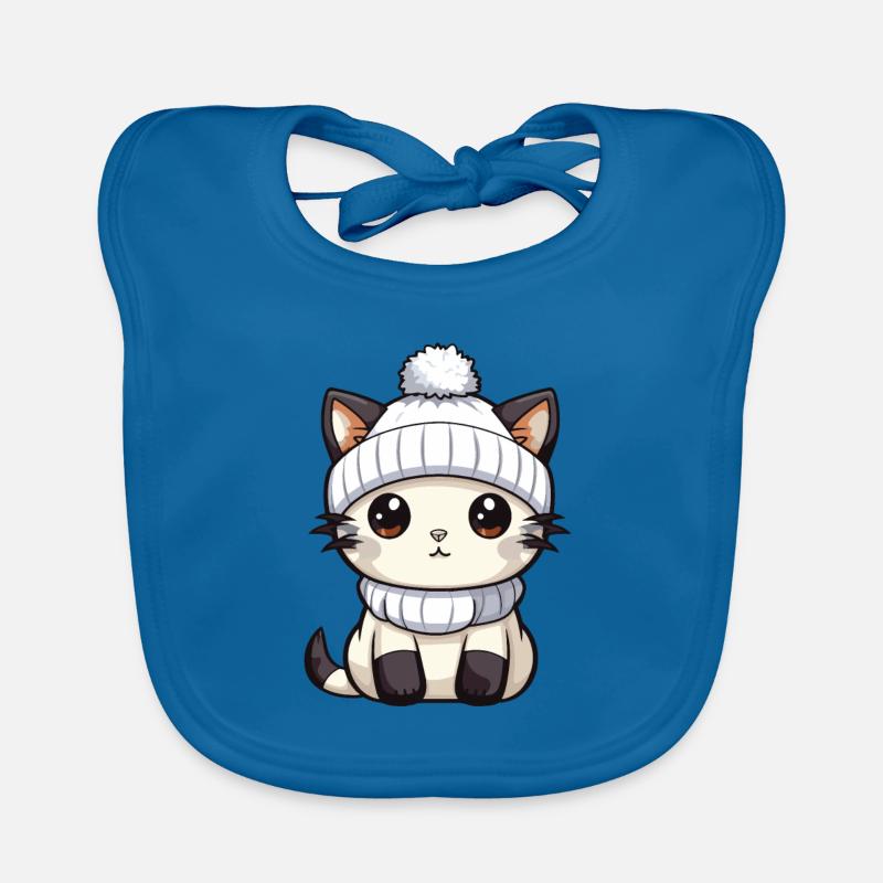 Chat Hiver Bande Dessinée Mignon Bavoir bio Bébé