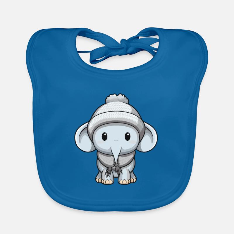 Elephant Winter Comic Cute Organic Baby Bibs