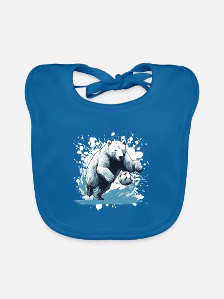 Eisbär Fussball Sport Mannschaft Polar bär - Baby Bio-Lätzchen - Pfauenblau