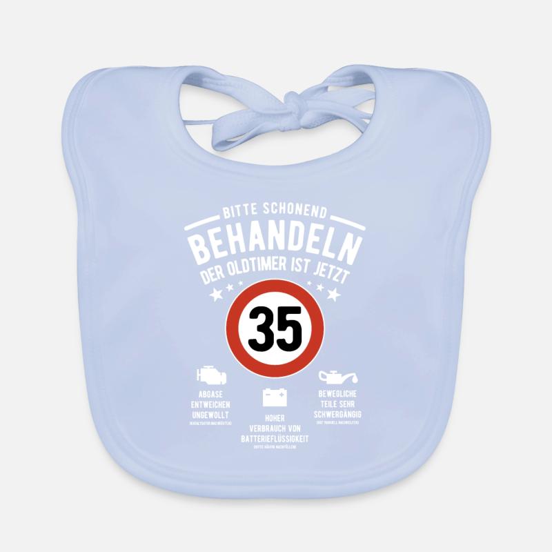 Oldtimer schonend behandeln - 35. Geburtstag Baby Bio-Lätzchen