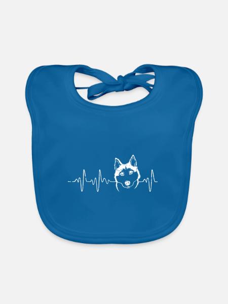 Herzschlag Husky - Baby Bio-Lätzchen - Pfauenblau