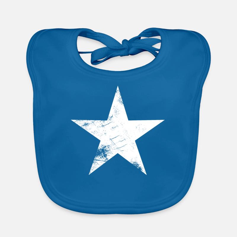 Étoile vintage - Bavoir bio Bébé - bleu paon