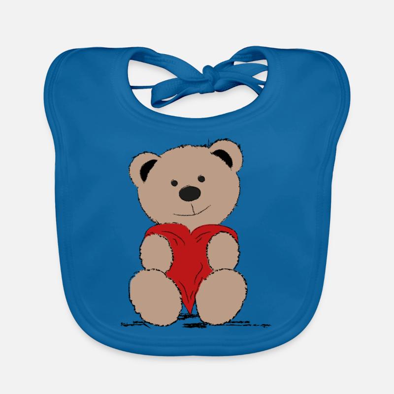 Teddybär mit Herz - Baby Bio-Lätzchen - Pfauenblau