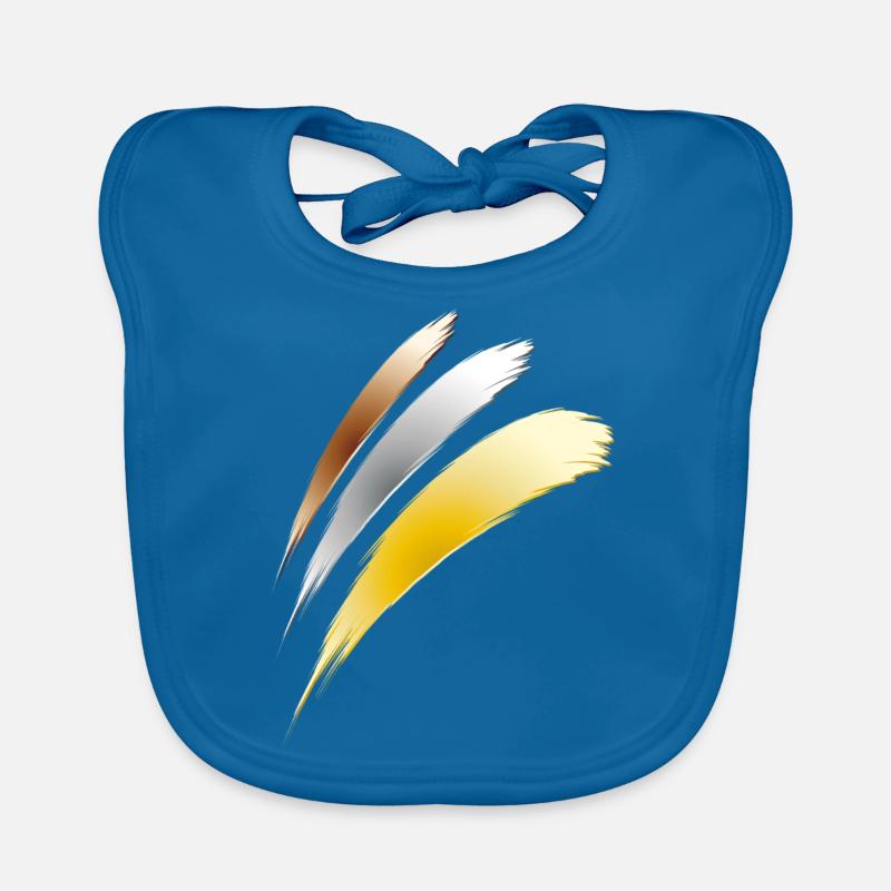 or argent bronze - Bavoir bio Bébé - bleu paon