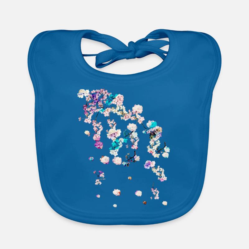 Fleur de cerisier,fleurs,fleurs,fleurs,fleurs - Bavoir bio Bébé - bleu paon