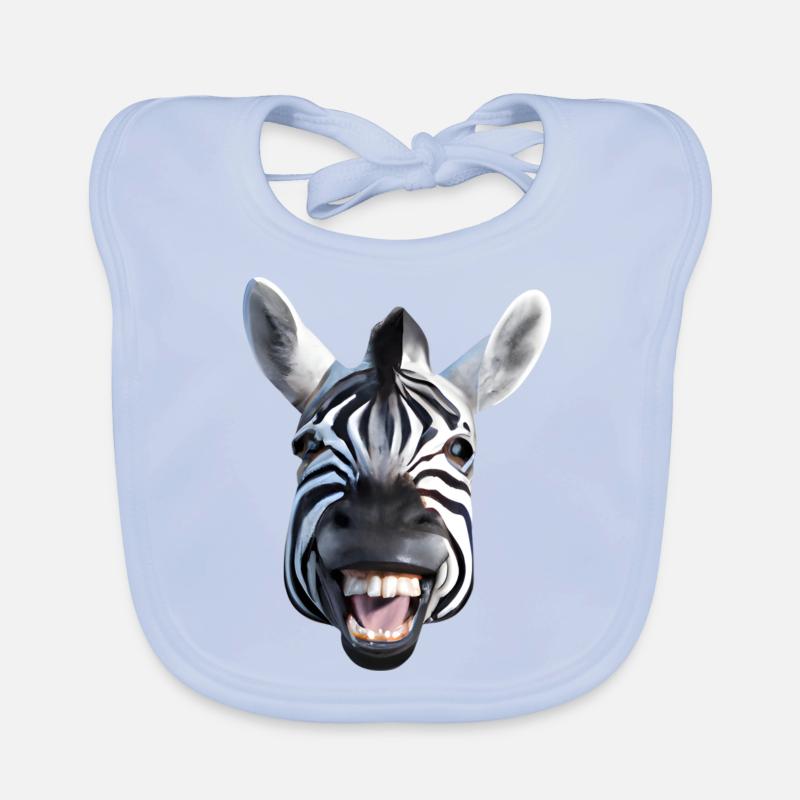 Broadly grinning zebra Organic Baby Bibs