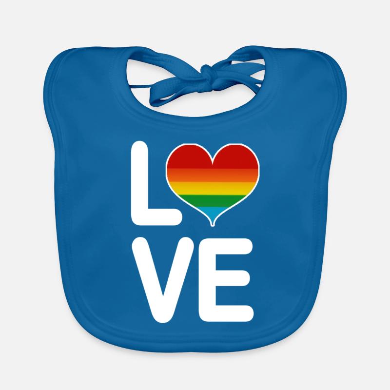 Amour LGBT - Bavoir bio Bébé - bleu paon