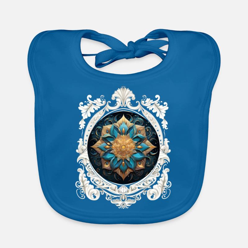 MANDALA VINTAGE COSMIC - Bavoir bio Bébé - bleu paon