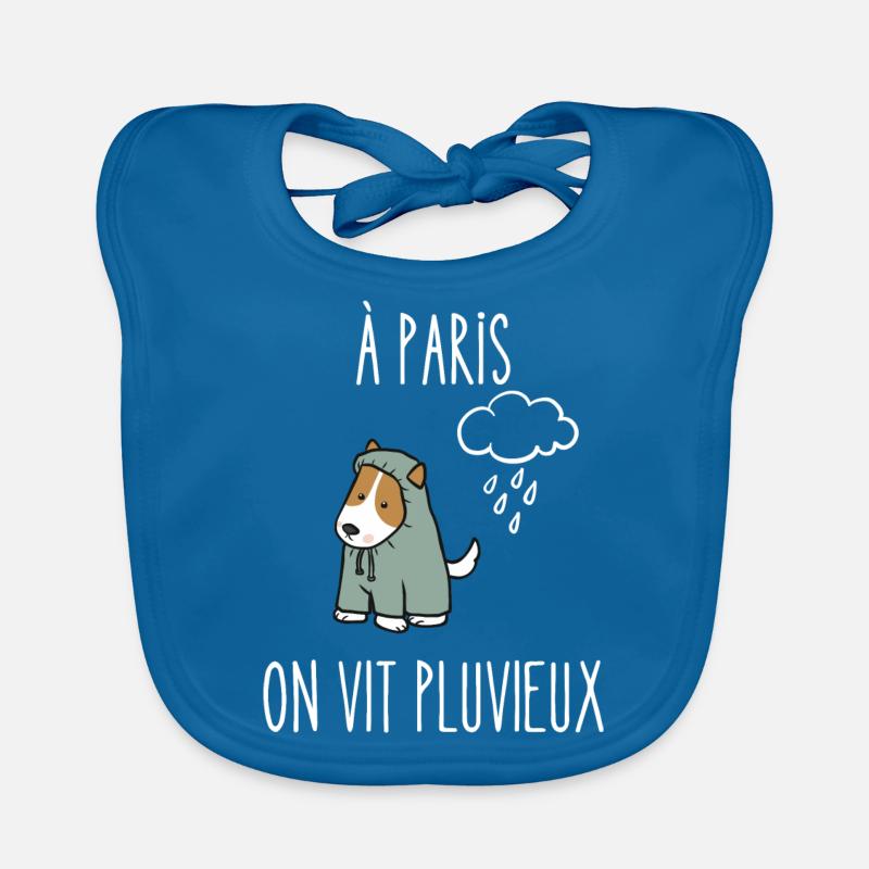à paris on vit pluvieux - Bavoir bio Bébé - bleu paon