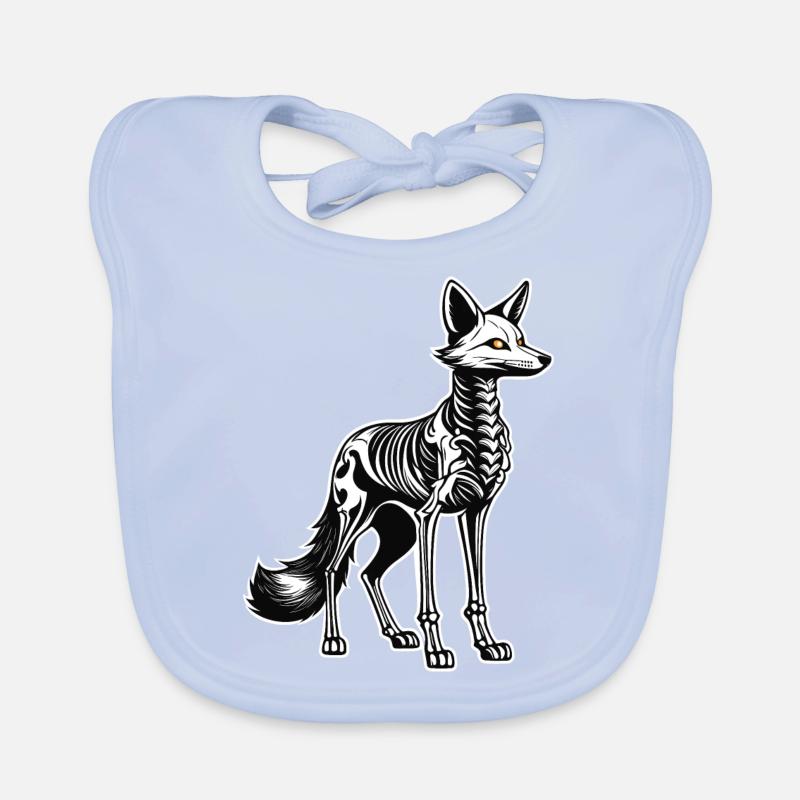 Fox Skeleton Illustration Organic Baby Bibs