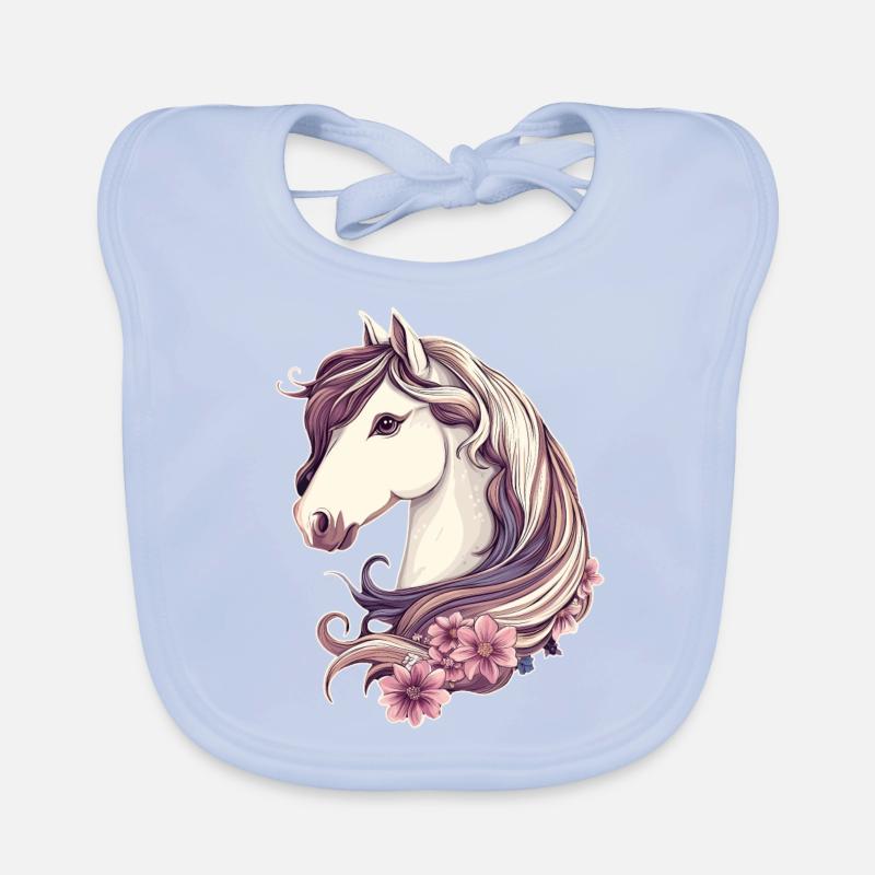 Pferd mit Blumen Baby Bio-Lätzchen