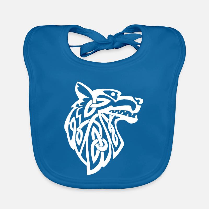 Wolf weiß Wikinger Baby Bio-Lätzchen